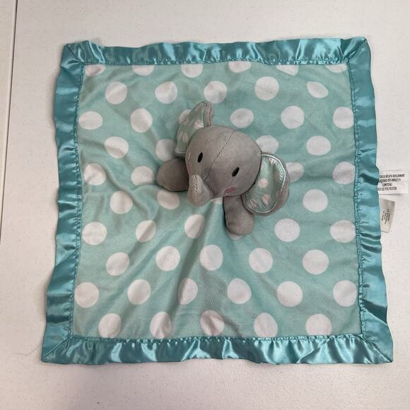 Circo Elephant Baby Lovey Satin Trim Security Blanket Aqua Blue Polka Dot Target - Picture 4 of 11